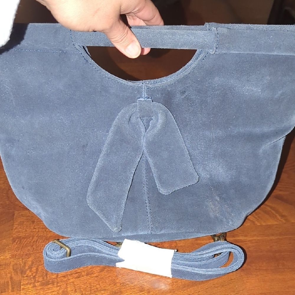 Anthropologie Blue Suede Handbag